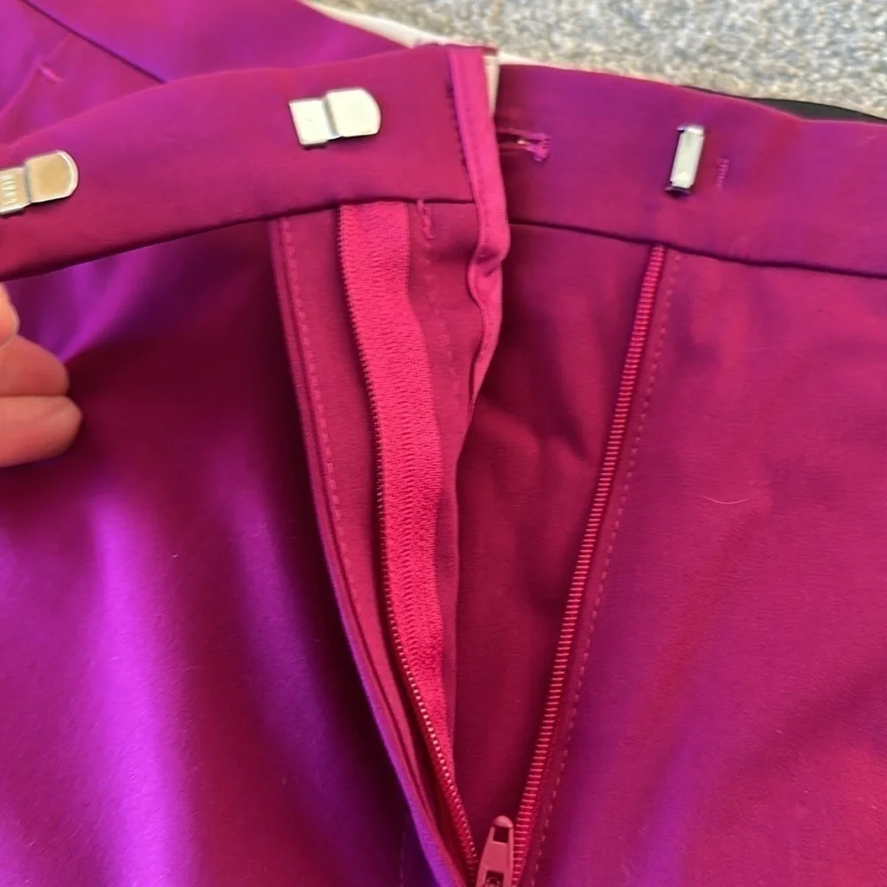 ETRO Luxury Italian Career Cotton Stretch Ankle Trousers Magenta NWOT EU 42/Sm - Picture 7 of 8